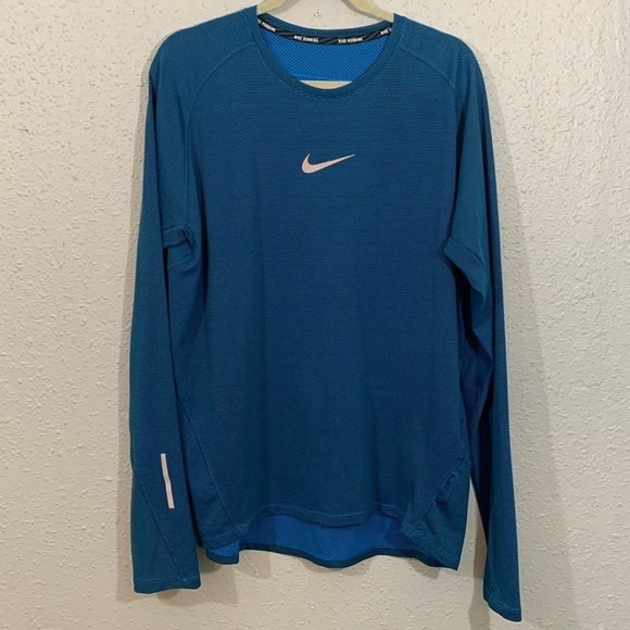 Nike AeroReact Blue Long Sleeve Running Shirt           size XL - Picture 1 of 13